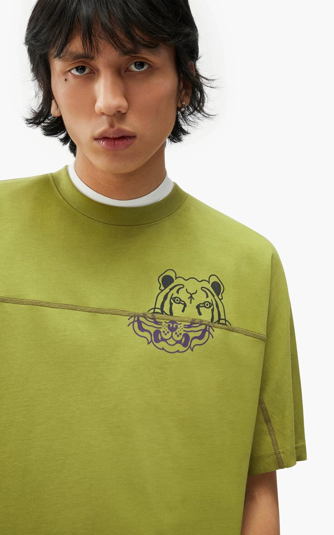 Kenzo K Tiger oversized Tişört Erkek Zeytin Yeşili | 1732-NSJAQ